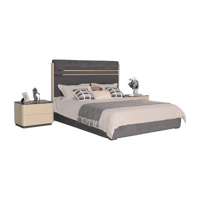 Hanson 180X200 Upholstered King Bed - D.Grey/Khaki