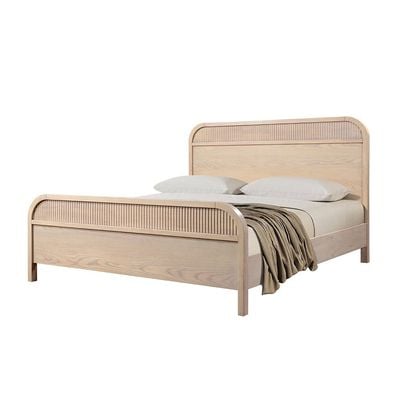 Charleston 180X200 Solid Wood King Bed  - Natural/Ashwood