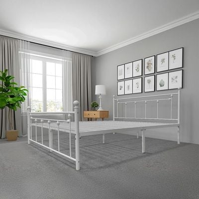 Bella Arrow 160x200 Metal Queen Bed-White