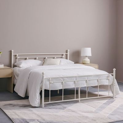 Bella Arrow 160x200 Metal Queen Bed-White