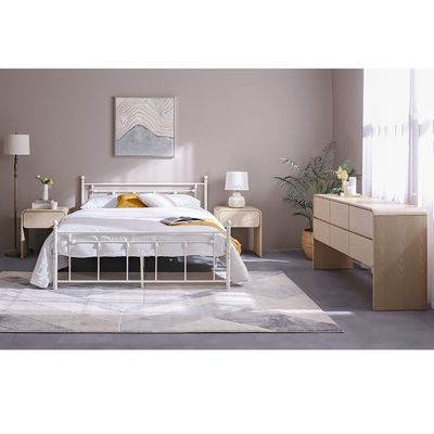 Bella Arrow 160x200 Metal Queen Bed-White