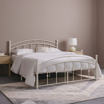 Bella Curve 160x200 Metal Queen Bed-White