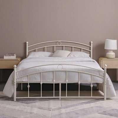 Bella Curve 160x200 Metal Queen Bed-White