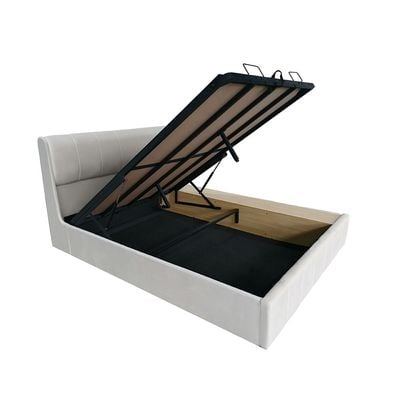 Belmont 180x200 Upholstered King Bed W/Hydraulic Storage & 3Drawers-Cream