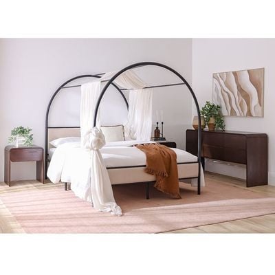 Cassie 160x200 Metal Arch Canopy Bedroom Set-Black & Cream