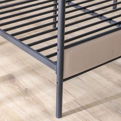 Cassie 160x200 Metal Arch Canopy Bed-Black & Cream