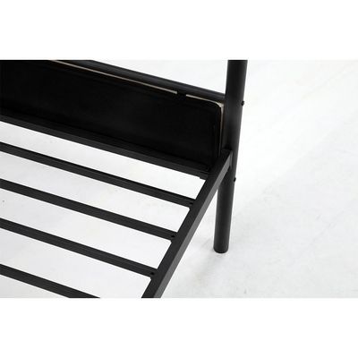 Cassie 160x200 Metal Arch Canopy Bed-Black & Cream