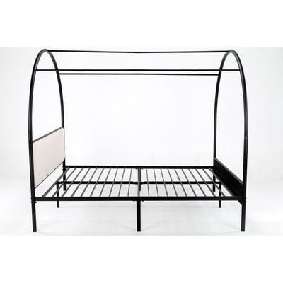 Cassie 160x200 Metal Arch Canopy Bed-Black & Cream