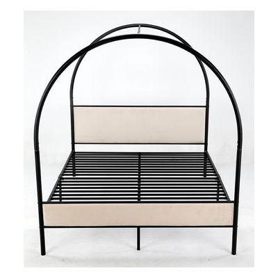 Cassie 160x200 Metal Arch Canopy Bed-Black & Cream