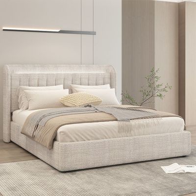 Santelmo 180x200 King Bedroom Set with Led Lights - L.Grey
