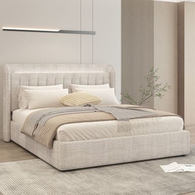Santelmo 180x200 King Bed with Led Lights - L.Grey