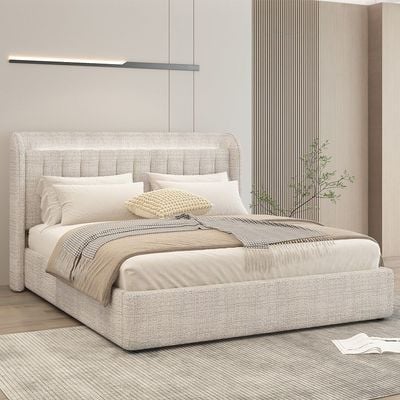 Santelmo 150x200 Queen Bed with Led Lights - L.Grey
