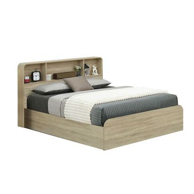 Monro 150X200 Queen Bed w/ Underbed & Headboard Storage - Natural Oak