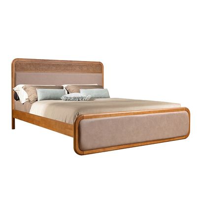 Rita 160X200 King Bed w/ Natural Rattan - Oak / Rattan