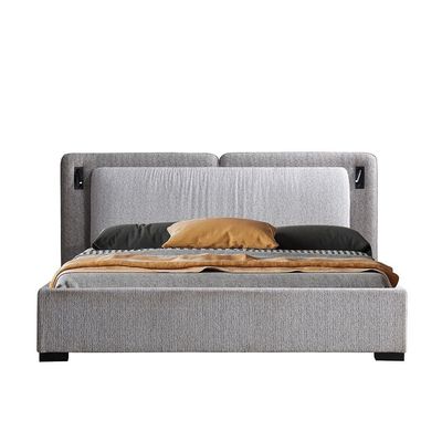 Maison 160x200 Upholstered Queen Bed w/ LED - Light Grey /Dark Grey