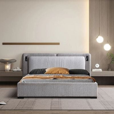 Maison 160X200 Upholstered Queen Bed - Light Grey /Dark Grey