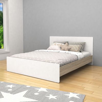 Kinder 160x200 Queen Bed-White & Sonoma Oak