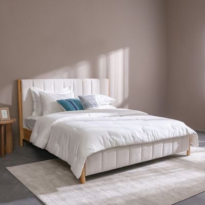 Avalon 160x200 Queen Bed W/Upholstered Headboard-Pearl