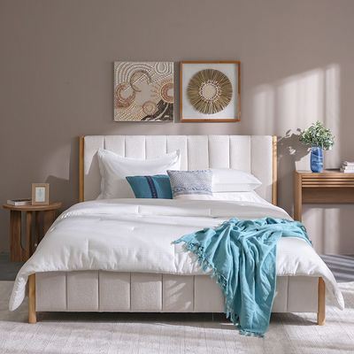 Avalon 160x200 Queen Bed W/Upholstered Headboard-Pearl