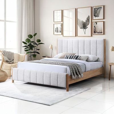 Avalon 160x200 Queen Bed W/Upholstered Headboard-Pearl