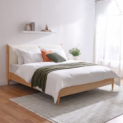 Anchor 160x200 Queen Bed W/Upholstered Headboard-Natural