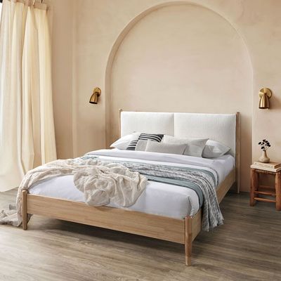 Anchor 160x200 Queen Bed W/Upholstered Headboard-Natural