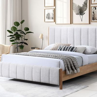 Avalon 180x200 King Bed W/Upholstered Headboard-Pearl