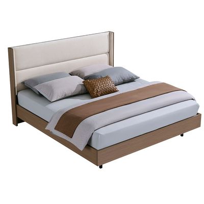Allison 180X200 Floating King Bed W/LED - Beige/Natural Oak