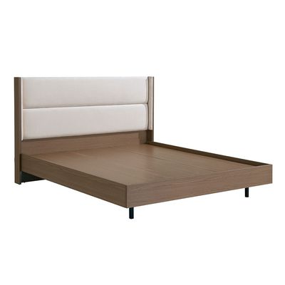 Allison 180X200 Floating King Bed W/LED - Beige/Natural Oak