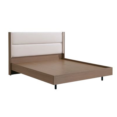 Allison 180X200 Floating King Bed W/LED - Beige/Natural Oak