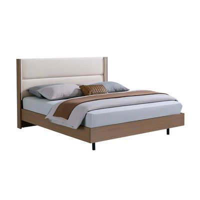 Allison 180X200 Floating King Bed W/LED - Beige/Natural Oak