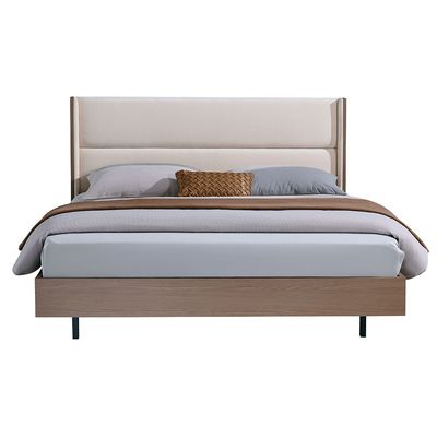 Allison 180X200 Floating King Bed W/LED - Beige/Natural Oak