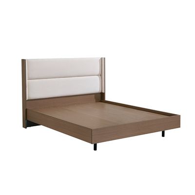 Allison 160X200 Floating Queen Bed W/LED -Beige/Natural Oak