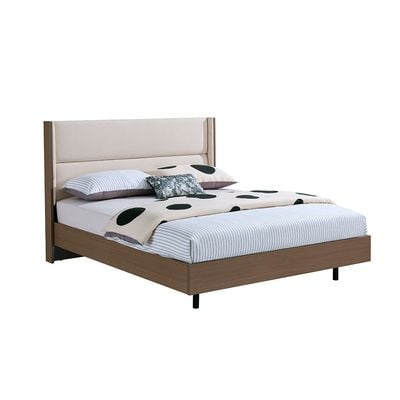 Allison 160X200 Floating Queen Bed W/LED -Beige/Natural Oak