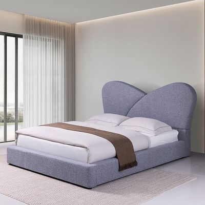Petal 150 X 200 Upholstered Queen Bed - Grey
