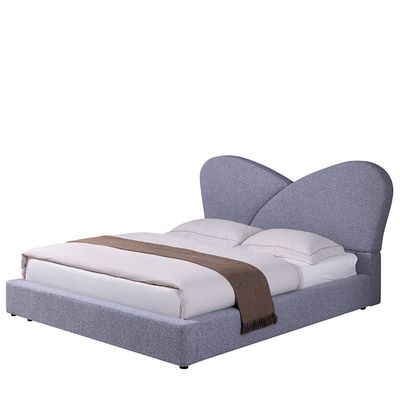 Petal 180 X 200 Upholstered King Bed - Grey