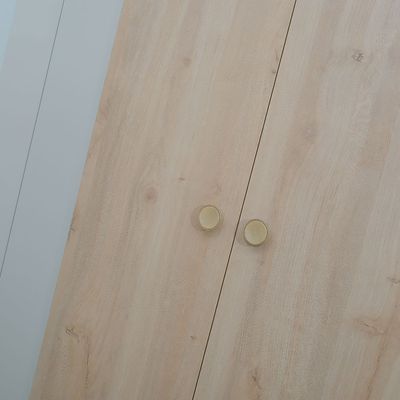 Reena 6 Door Wardrobe W/ 2 Mirror - Dark Biege/Natural