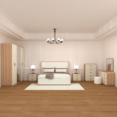 Nordomi 200X200 Upholstered Super King Bedroom Set-Beige/Natural