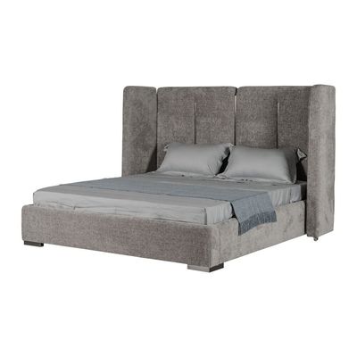 Braxton 160x200 Upholstered Queen Bed w/hydraulic Storage & Foldable Headboard -Grey/Titanium