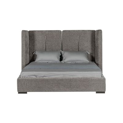 Braxton 160x200 Upholstered Queen Bed With hydraulic Storage & Foldable Headboard -Grey/Titanium