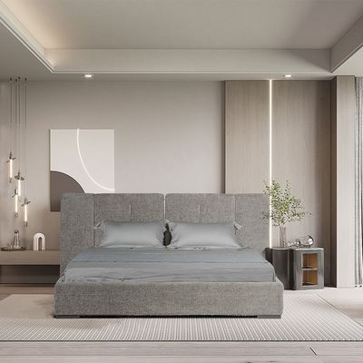 Braxton 180x200 Upholstered King Bed w/hydraulic Storage & Foldable Headboard- Grey/Titanium