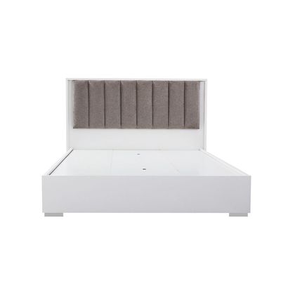 Sparkle 160X200 Bed With Upholstered Headboard & LED-HG White & Beige