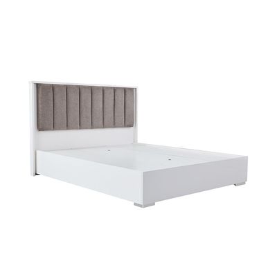 Sparkle 160X200 Bed With Upholstered Headboard & LED-HG White & Beige