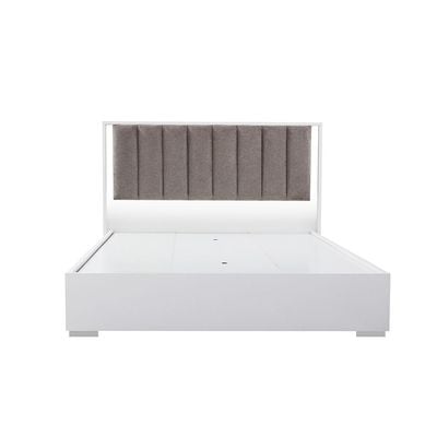 Sparkle 160X200 Bed With Upholstered Headboard & LED-HG White & Beige
