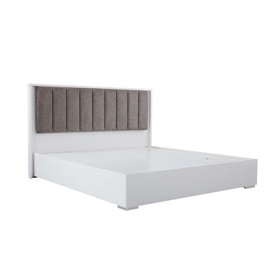 Sparkle 180X200 Bed With Upholstered Headboard & LED-HG White & Beige