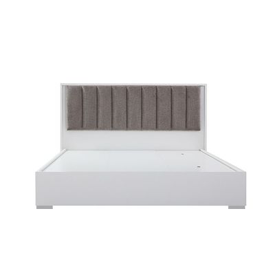 Sparkle 180X200 Bed With Upholstered Headboard & LED-HG White & Beige