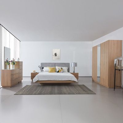 Float 180X200 Floating Bedroom Set With Mobile Holder & Wireless Charger-Natural Oak & Grey