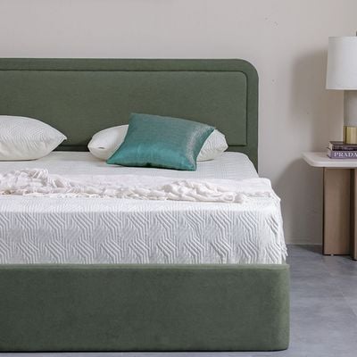 Olive 180x200 Upholstered King Bed-Olive Green