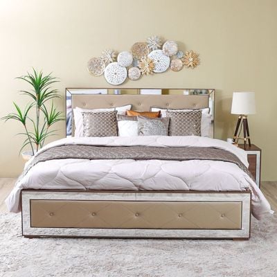 Ezekiel 180X200 King Bed - Walnut / Mirror