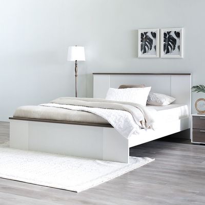 Thomas 180X200 King Bed - White / Walnut